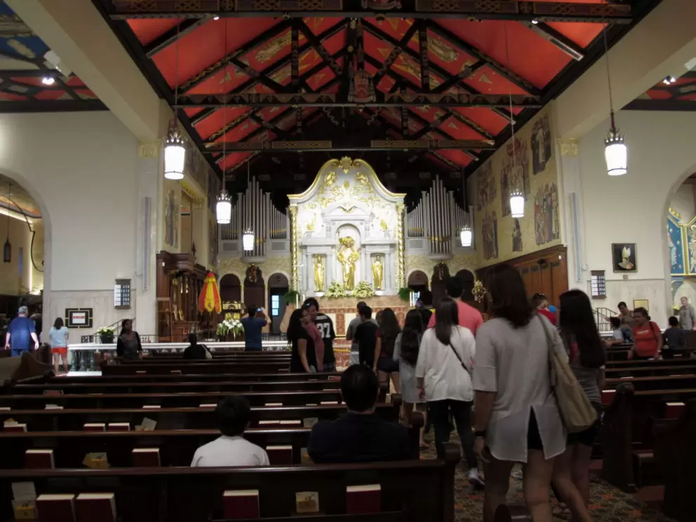 Inside the Cathedral Basilica- it's unmanageably crowded in St. Augustine.