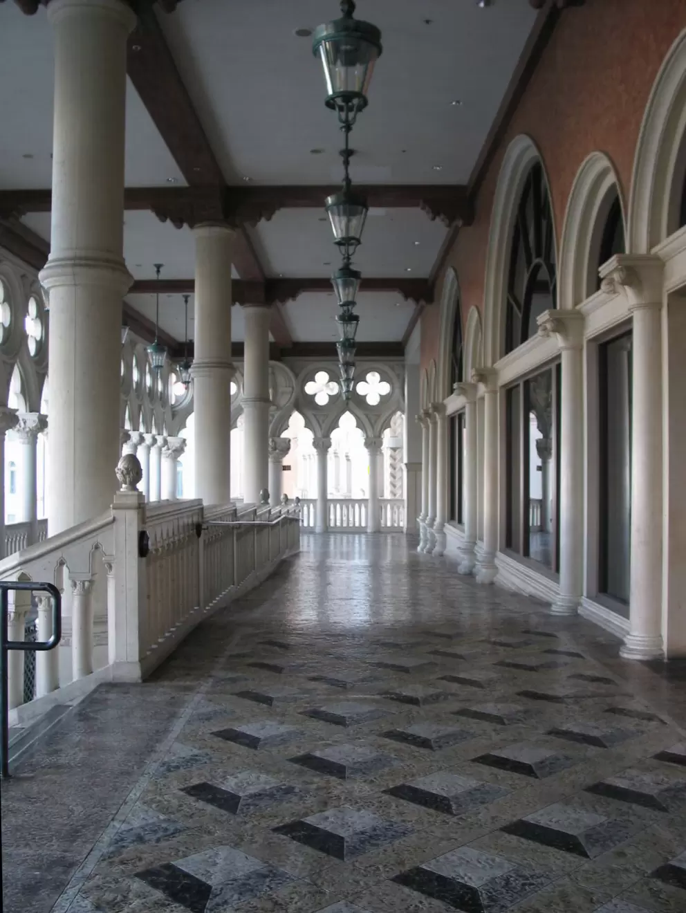 The exit, with its delightful floor and columns.