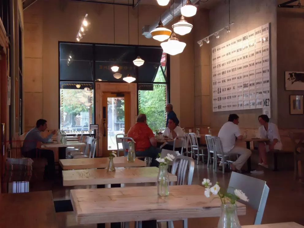 Inside Bakery Lorraine, with its lovely modern decor.