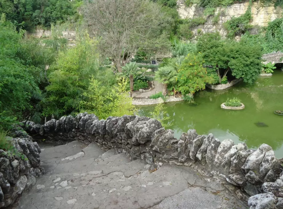 Path down into the sunken garden.