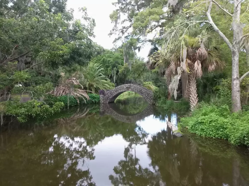 Stone bridge over the water.