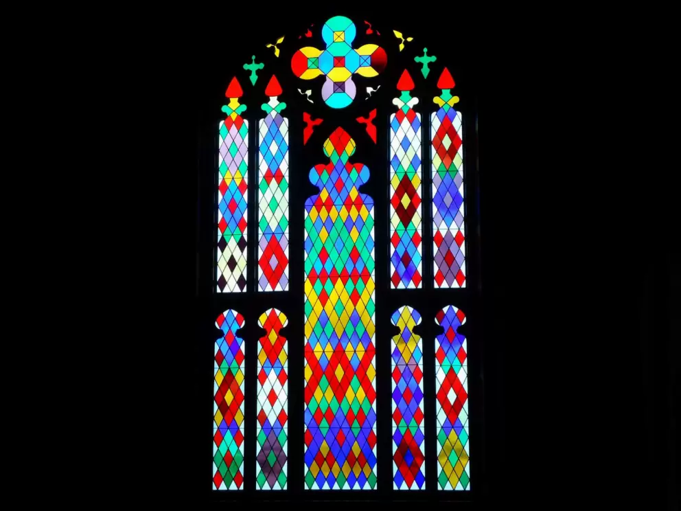 Stained glass window.