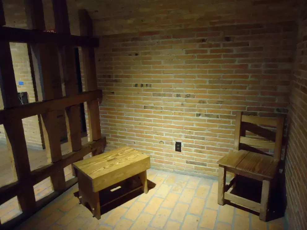 Replica of a jail cell. 