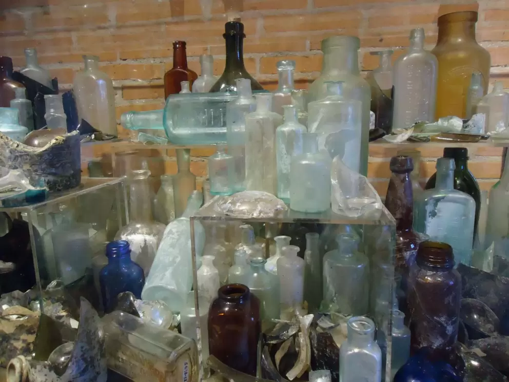 Colored glass jars.