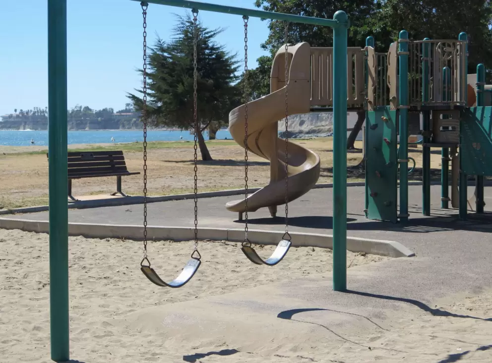 View of the ocean from the playground.