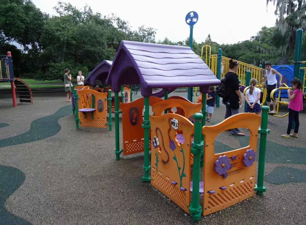 The colorful playground near the bandstand.