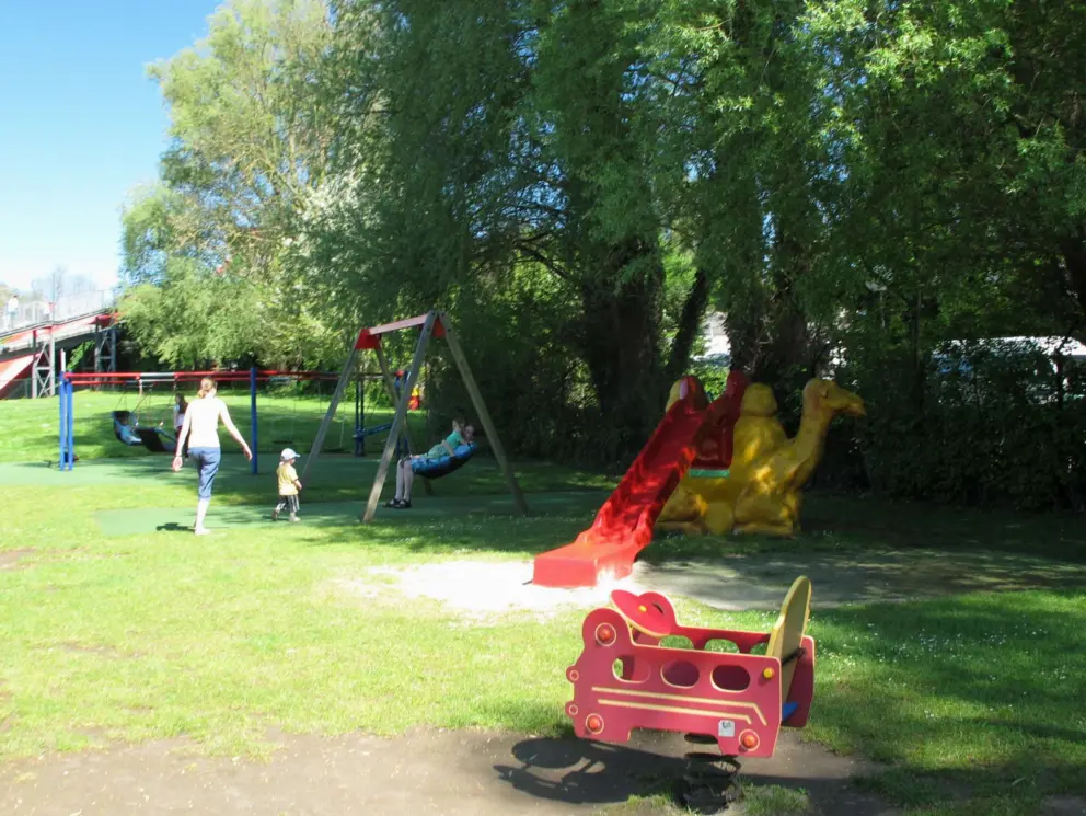 Car bouncy, camel slide, and disc swing.