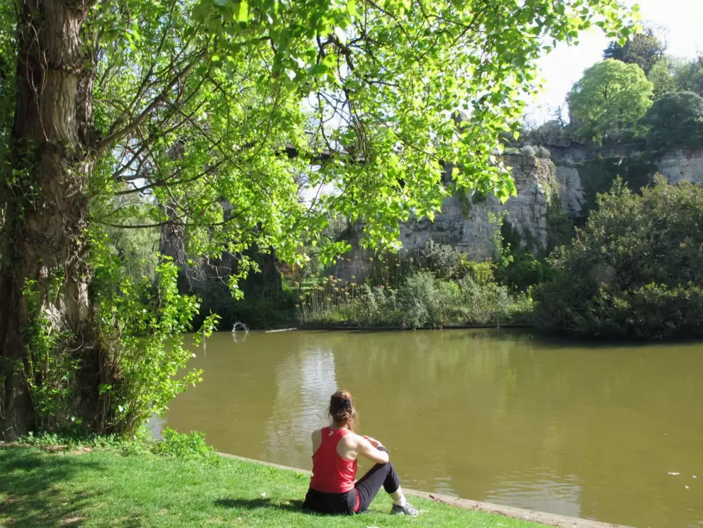 Taking in the scenery after exercising.