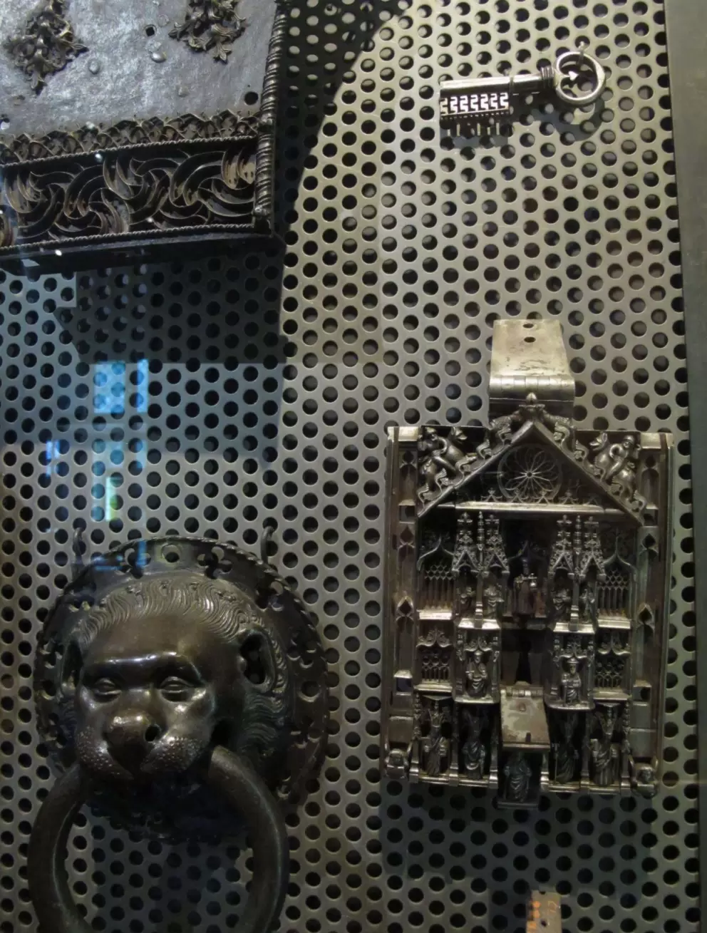 Medieval key and door knocker.