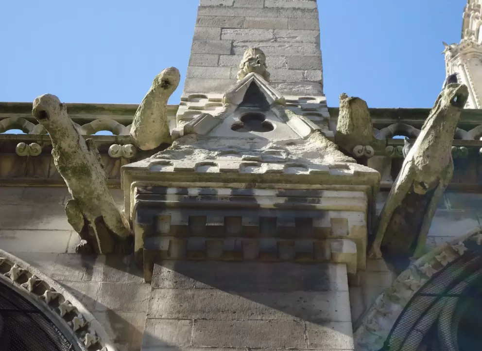 Chimeras, creepy beings, sculpted on the exterior of Notre Dame.