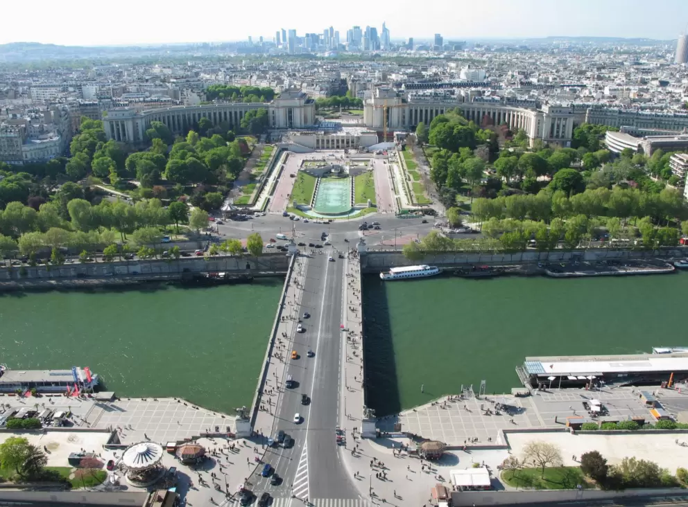 View of the Trocadero neighborhood, north of the Eiffel Tower.