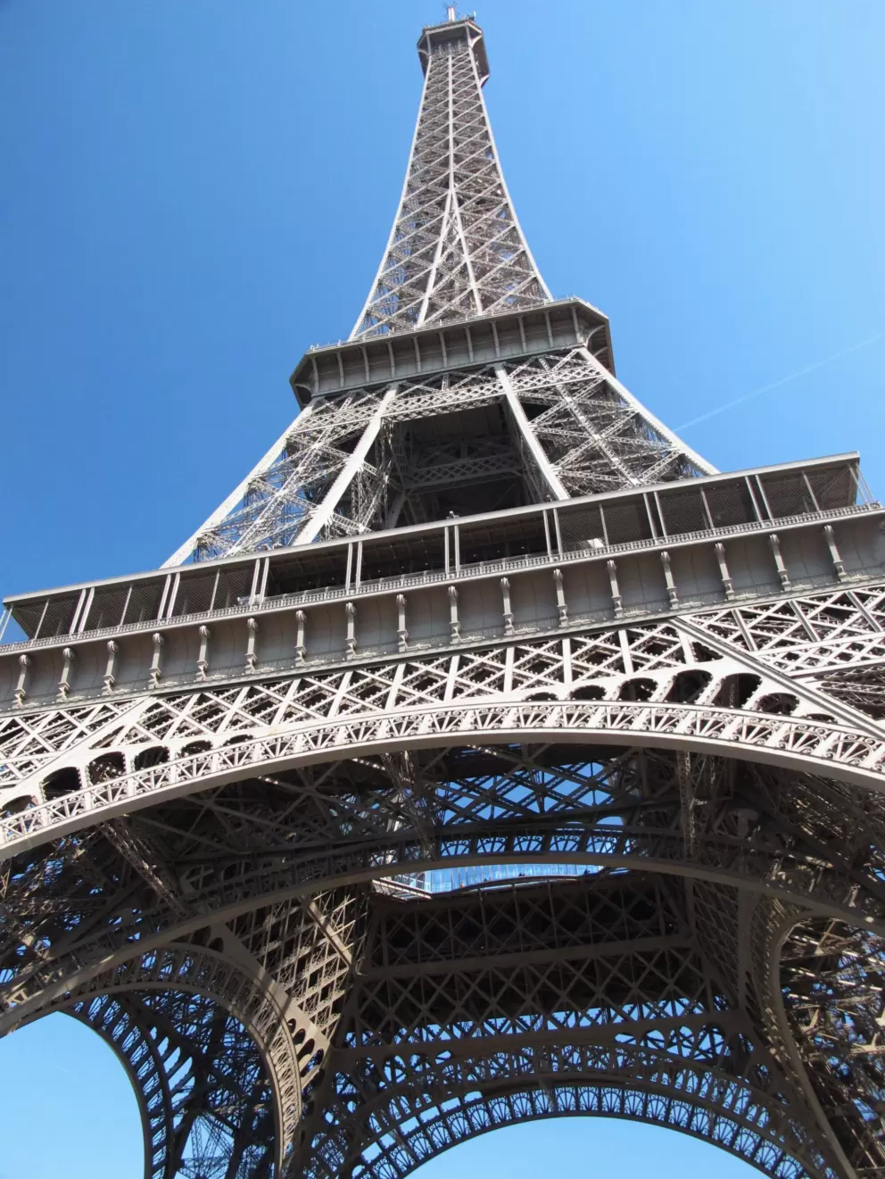 Looking up at the exquisite Eiffel Tower!