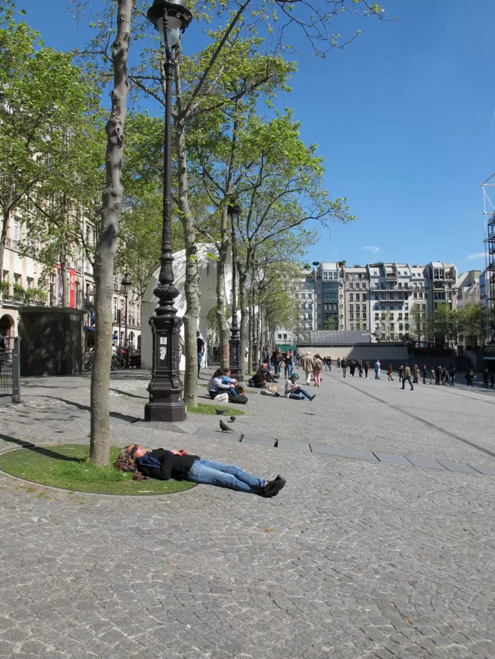 Lazing in the sun at Place Georges Pompidou- bliss!