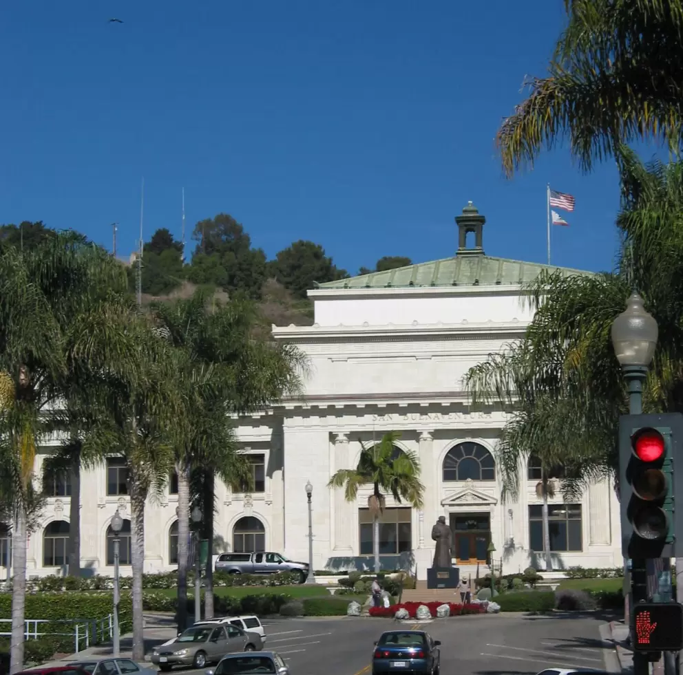 City Hall, as seen from Main Street, looking up California Street.