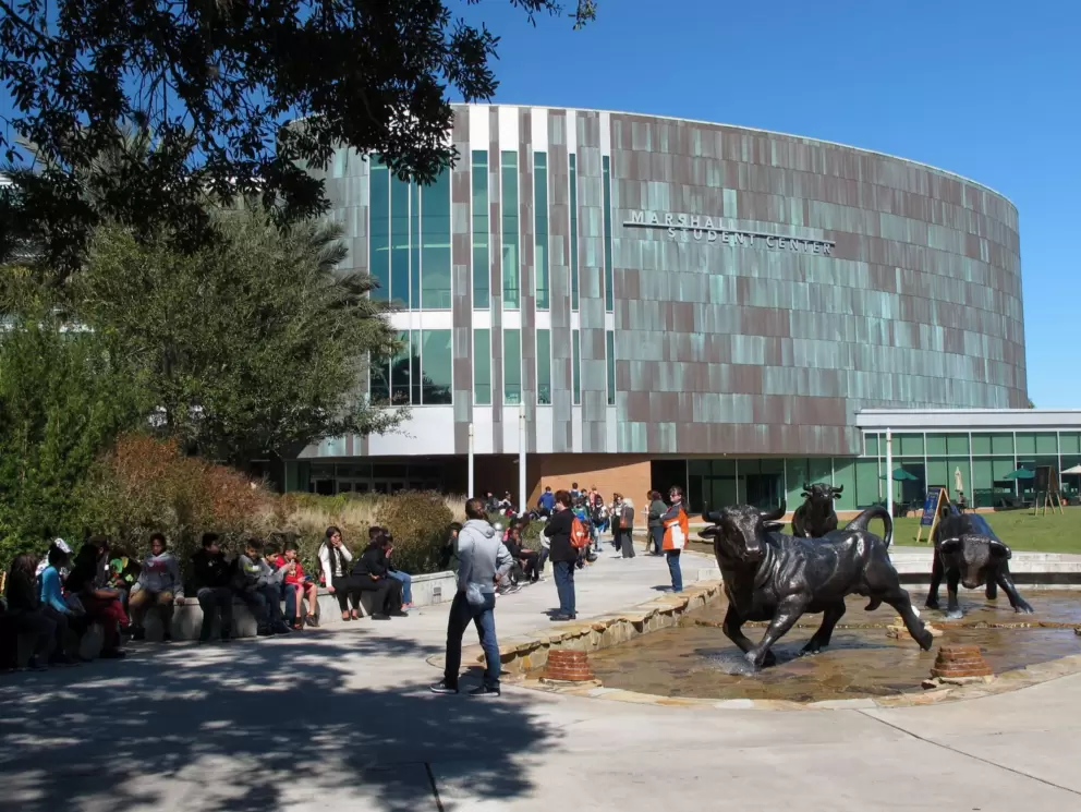 Statue in front of Student Center.