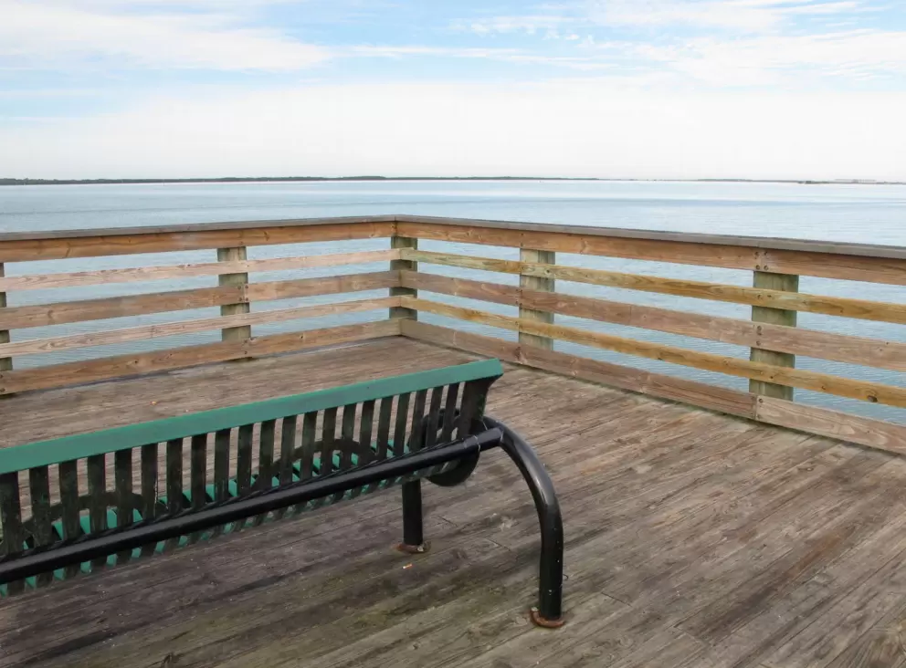 Bench at the end of the pier.