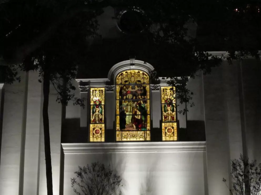 Stained glass windows lit up from inside!