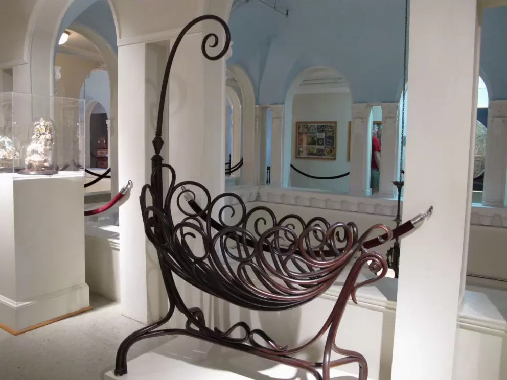 Delightful beechwood cradle, made in 1860.