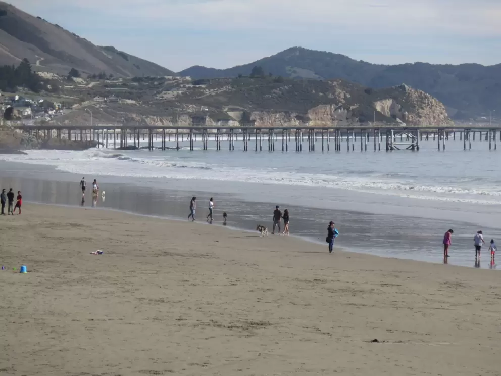 People at the beach on a Saturday in November.