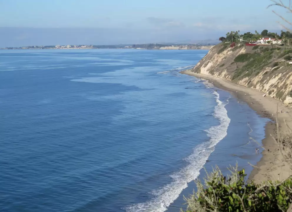 The beach below.