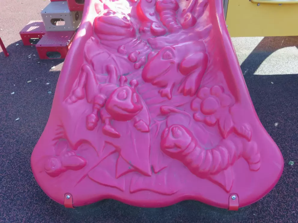 Slide with caterpillars on it.
