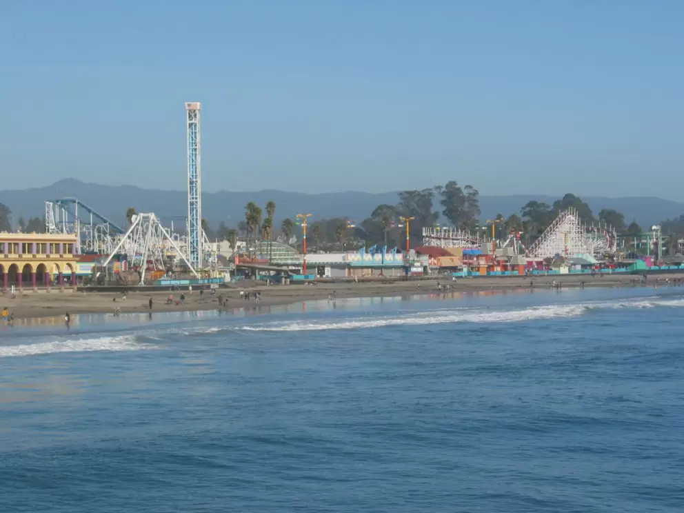 View of the boardwalk amusement park from Santa Cruz pier.