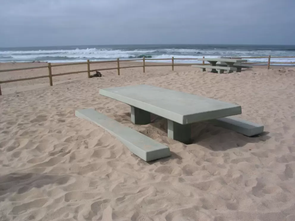 There's so much sand that the picnic tables are buried!