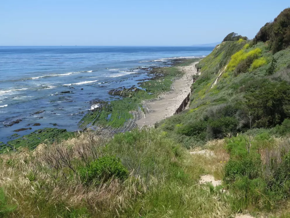 Looking down at the beach.