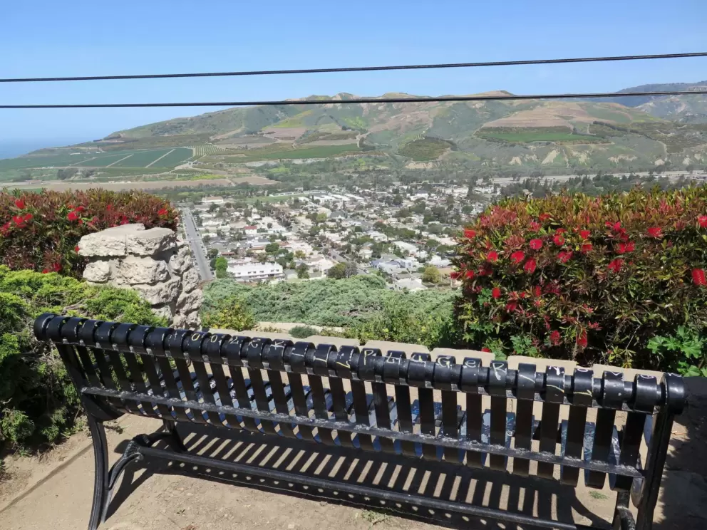 Bench overlooking Highway 33 area.
