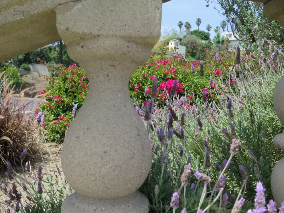 Stair column and lavendar.