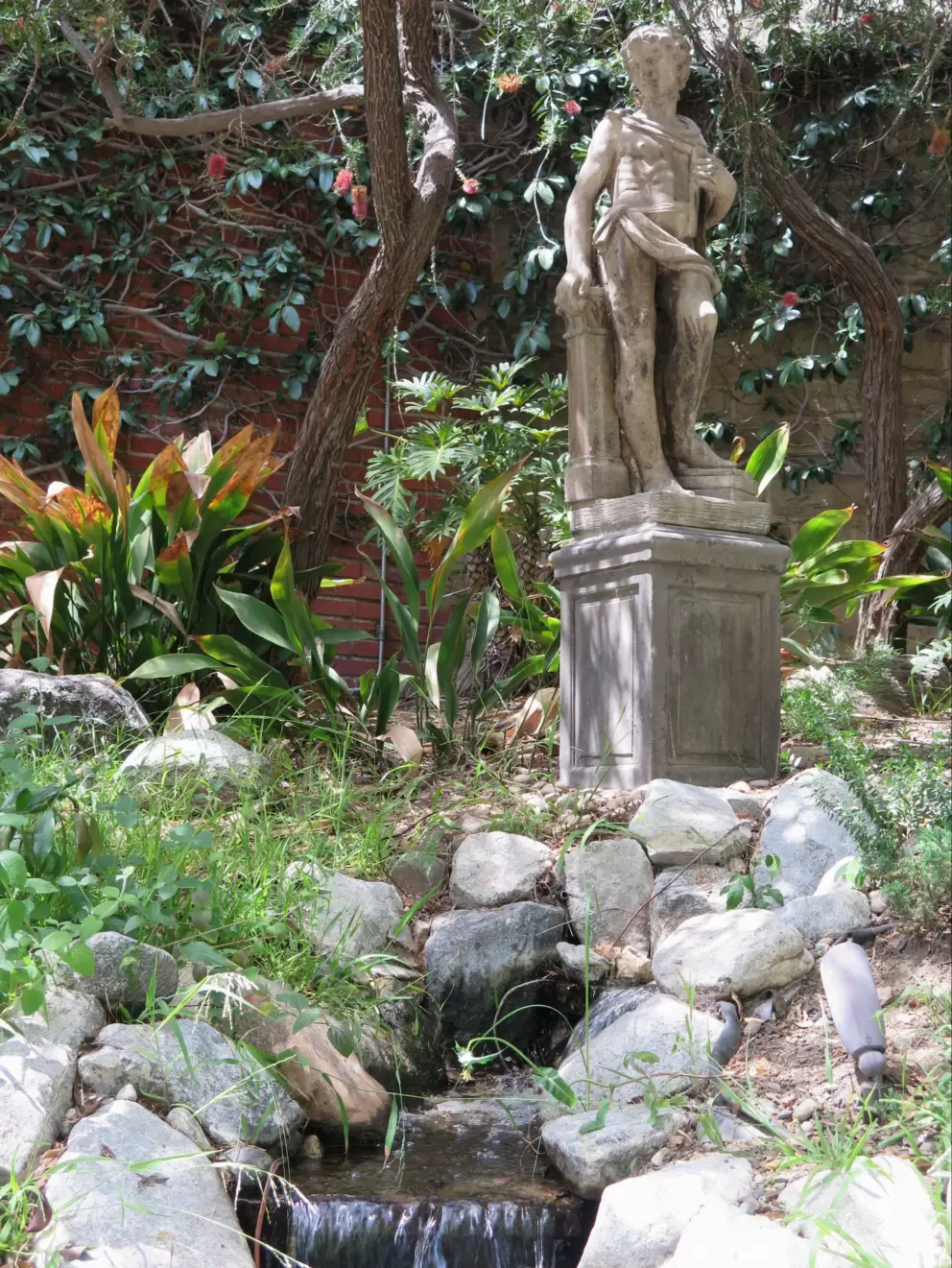 Statue and stream.