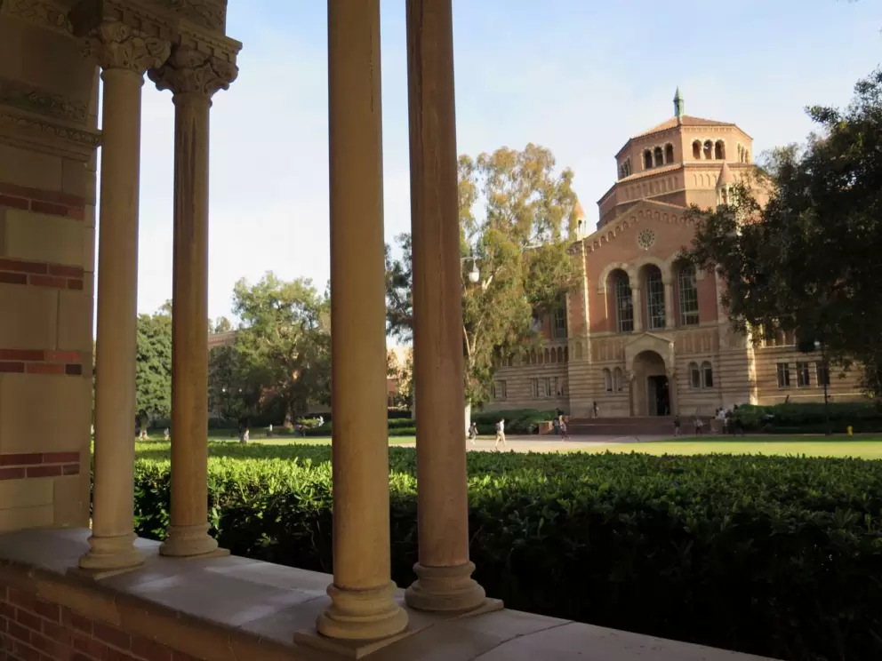 Looking toward Powell Library from Royce Hall.