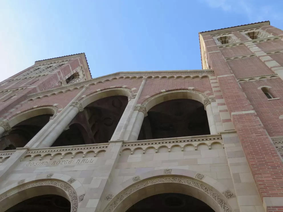 Looking up at Royce Hall.