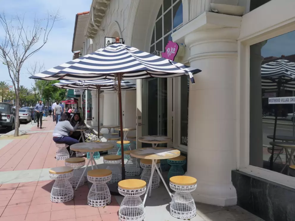 An eatery next to Pete's Coffee, on Westwood Blvd, near Lindbrook Dr.