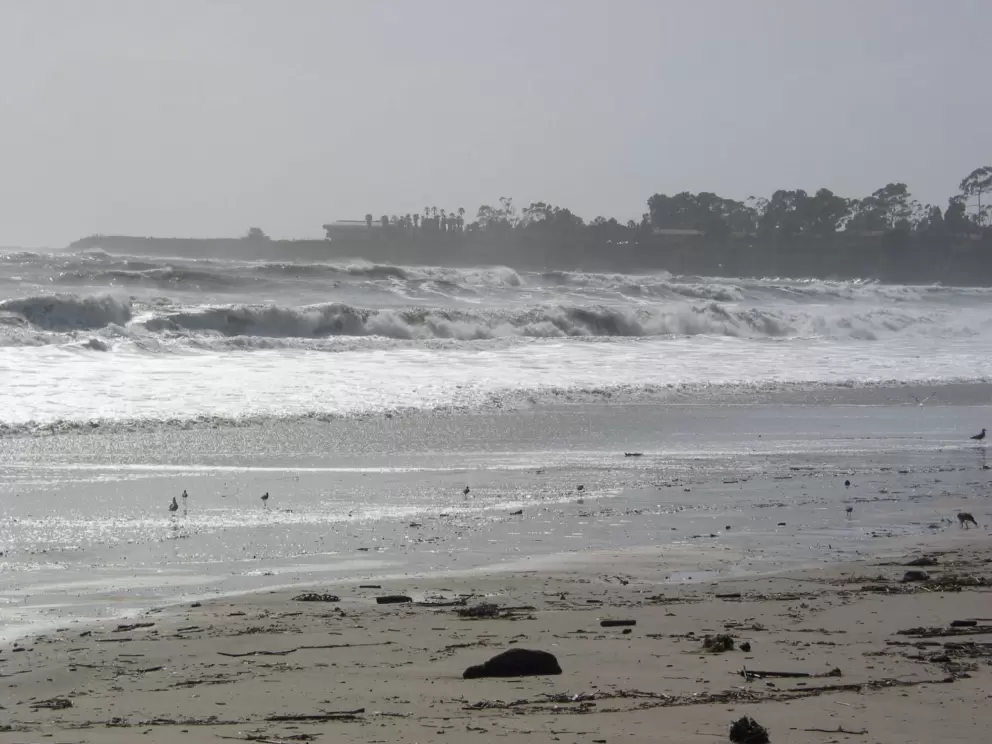 Wild surf on a January day at Goleta Beach.