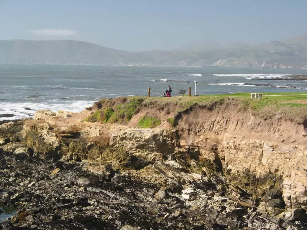 A family enjoying the view. 