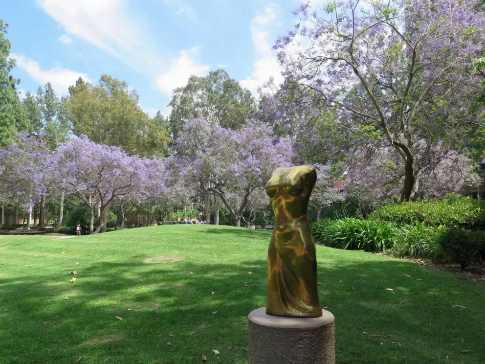 Golden sculpture in the garden.