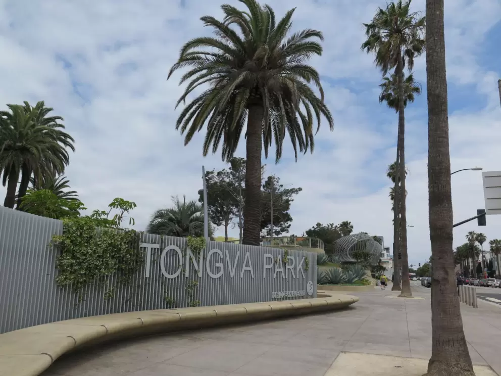 The Tongva Park sign.