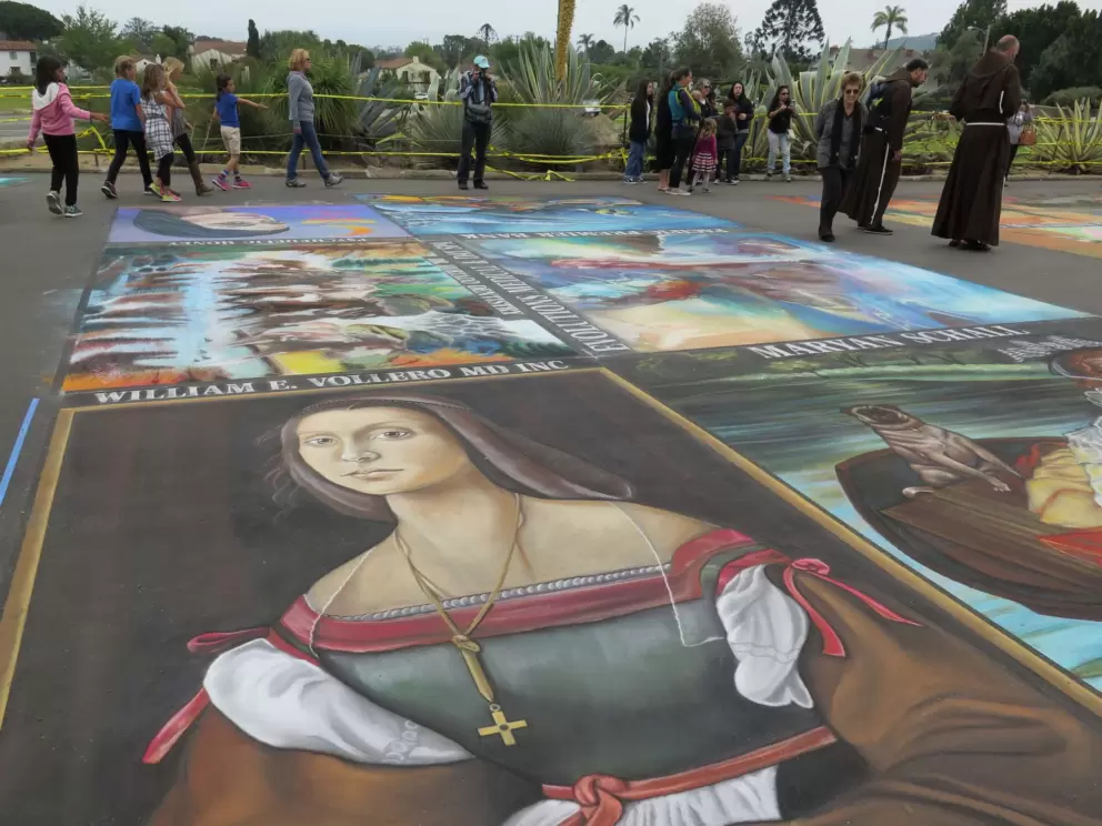 Raphael La Muta chalk painting, created for the I Madonnari festival.