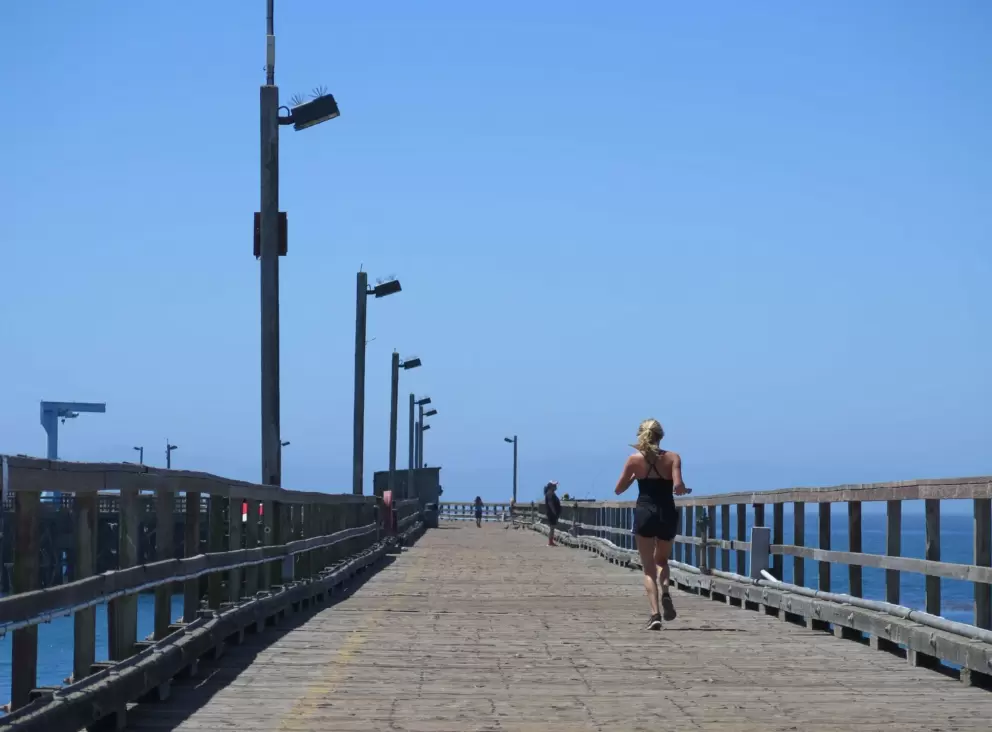Running on the pier.