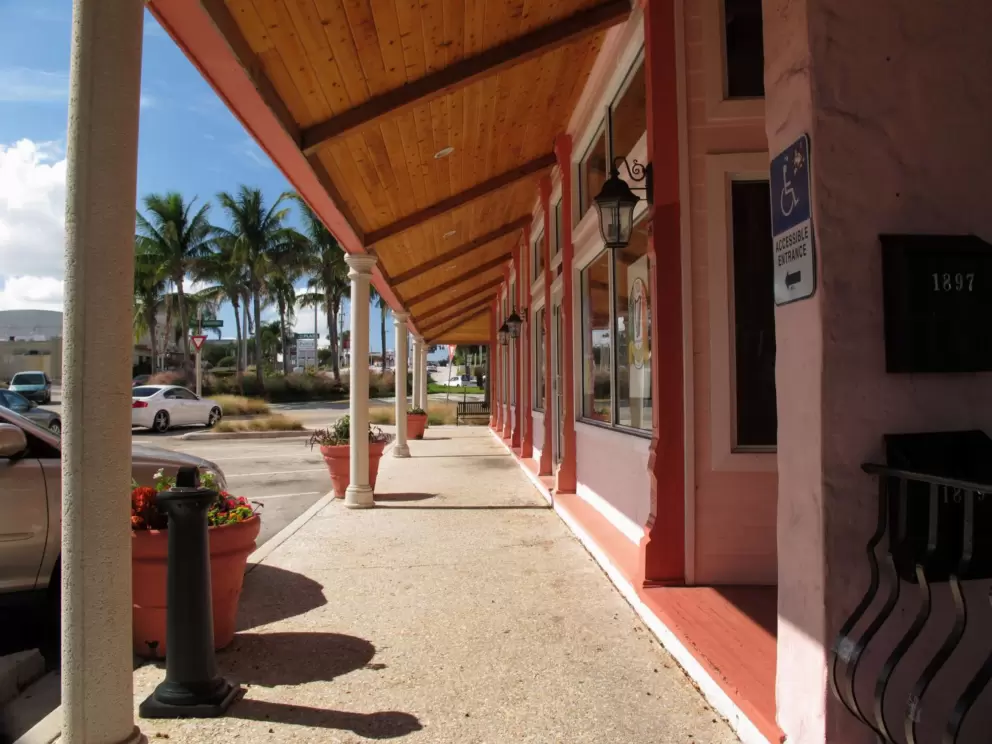 Walkway by the stores.
