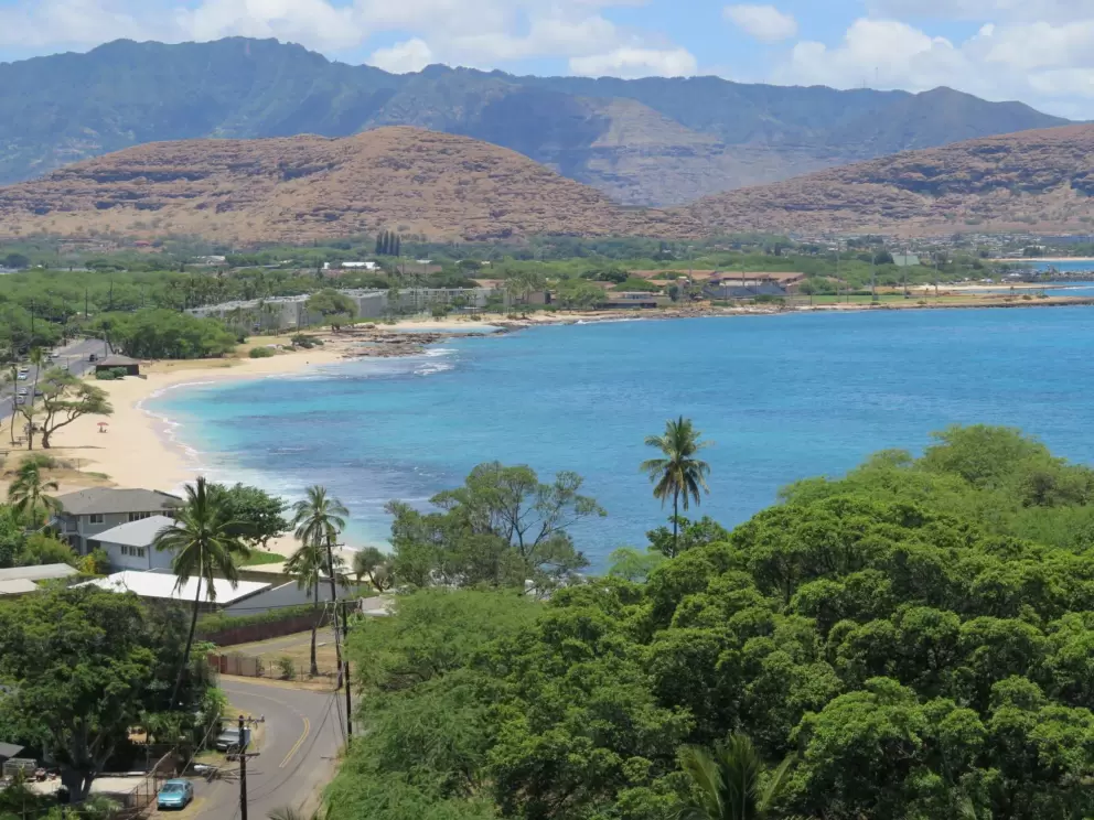 View of Mauna Lahilahi Beach, from Hawaiian Princess condo walkway.