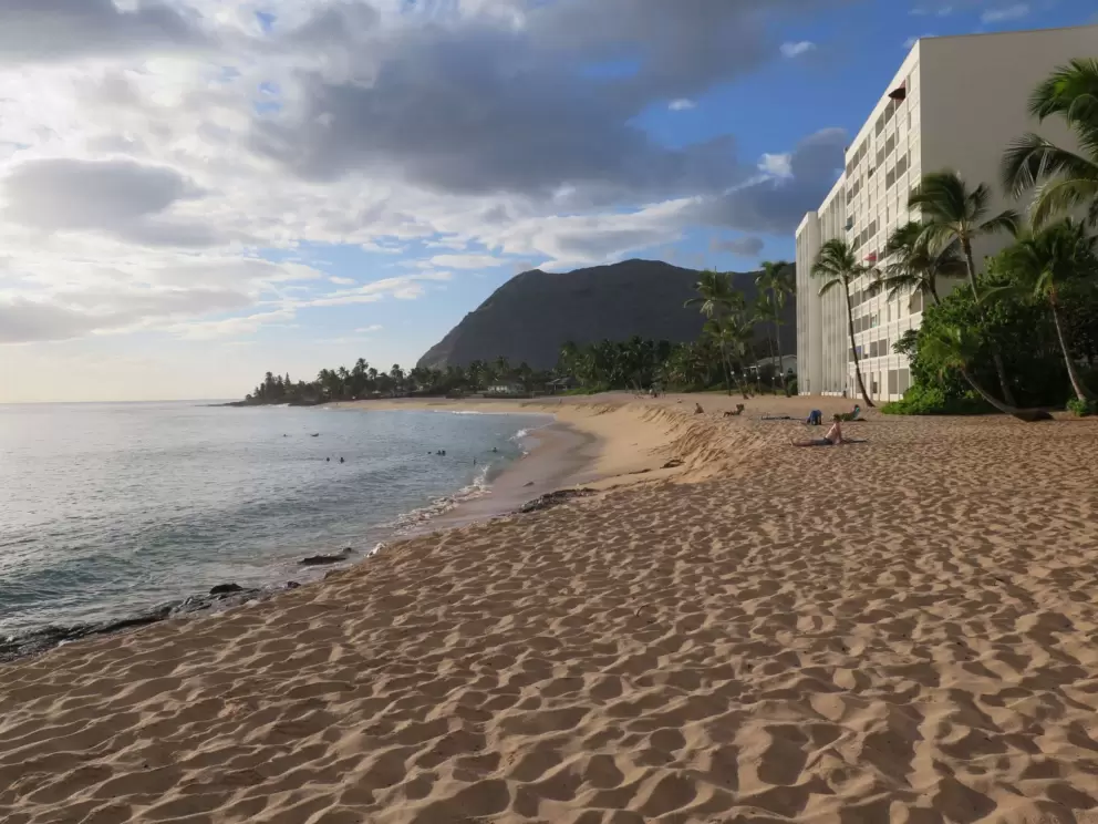 The pristine sand.