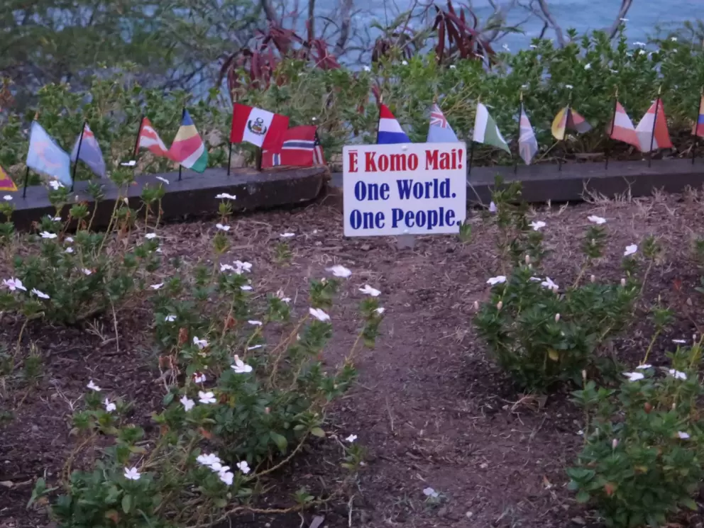 Someone sweet made this little garden with flags from around the world. 