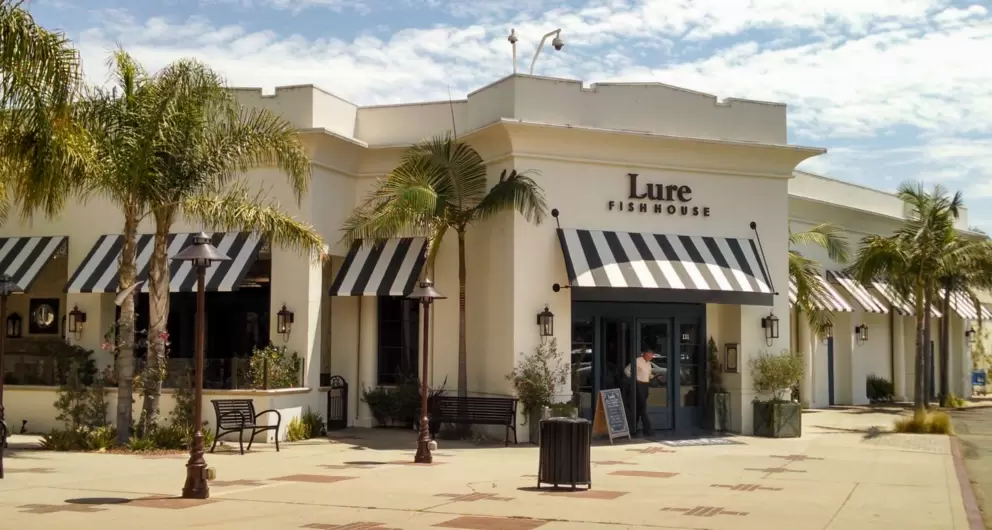 Lure Fish House has nice stripey awnings.