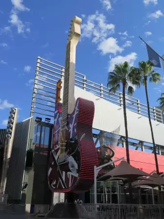 Giant guitar outside Hard Rock Cafe. 
