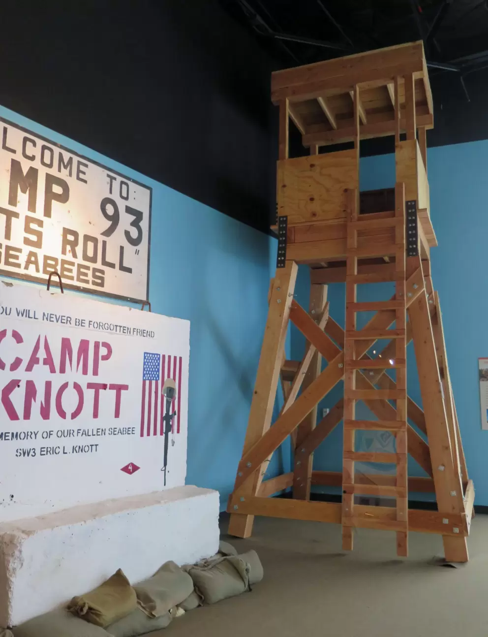 Timber towers were built by the Seabees for observation in Iraq and Afghanistan.