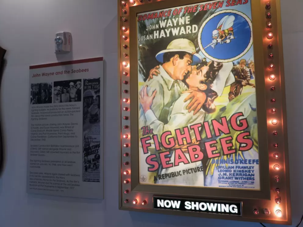 Fighting Seabees recruitment movie featuring John Wayne. The movie was shown in towns before the arrival of the recruitment truck.
