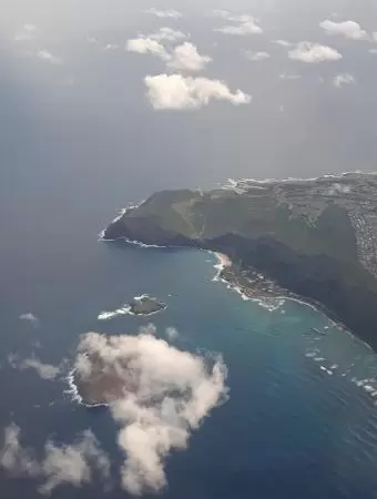 View of Makapuu Beach from a United flight.