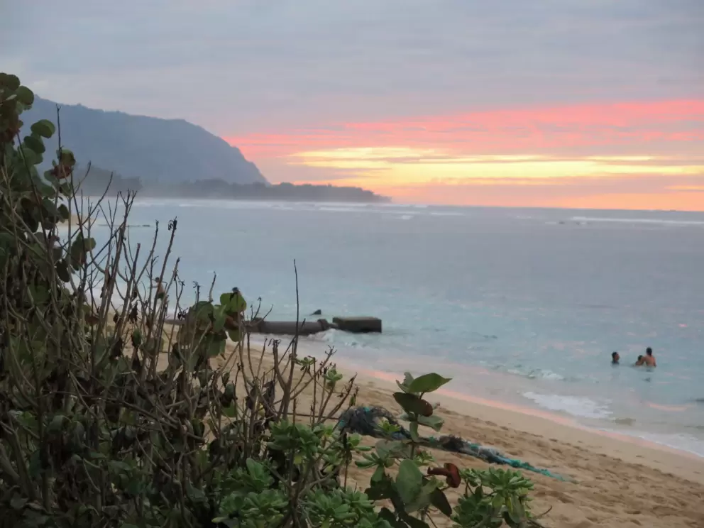Sunset swim at Aweoweo Beach.